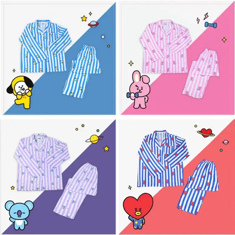 Cartoon TATA JIMIN Pajamas Cute Pajamas Lapel Long-Sleeved Home Wear Casual Two-Piece Suit Men's and Women's
Cartoon TATA JIMIN Pajamas Cute Pajamas Lapel Long-Sleeved Home Wear Casual Two-Piece Suit Men's and Women's