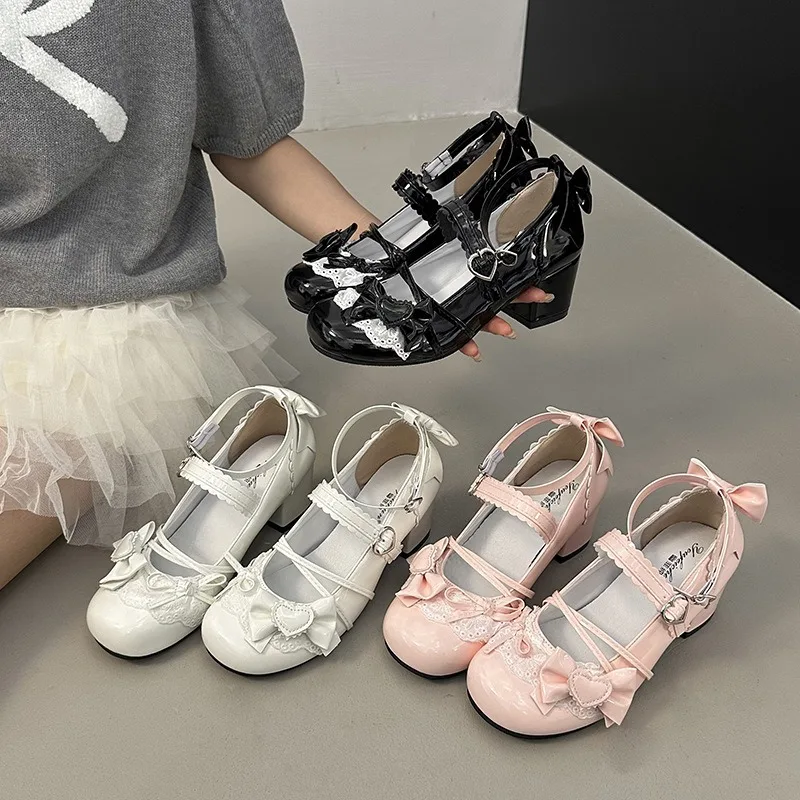 Women Lolita Shoes Sweet Cute Style Bow Lace Edge Mary Jane Shoes Fashion Thick Heel Round Toe Small Leather Shoes Zapatos Mujer
Women Lolita Shoes Sweet Cute Style Bow Lace Edge Mary Jane Shoes Fashion Thick Heel Round Toe Small Leather Shoes Zapatos Mujer