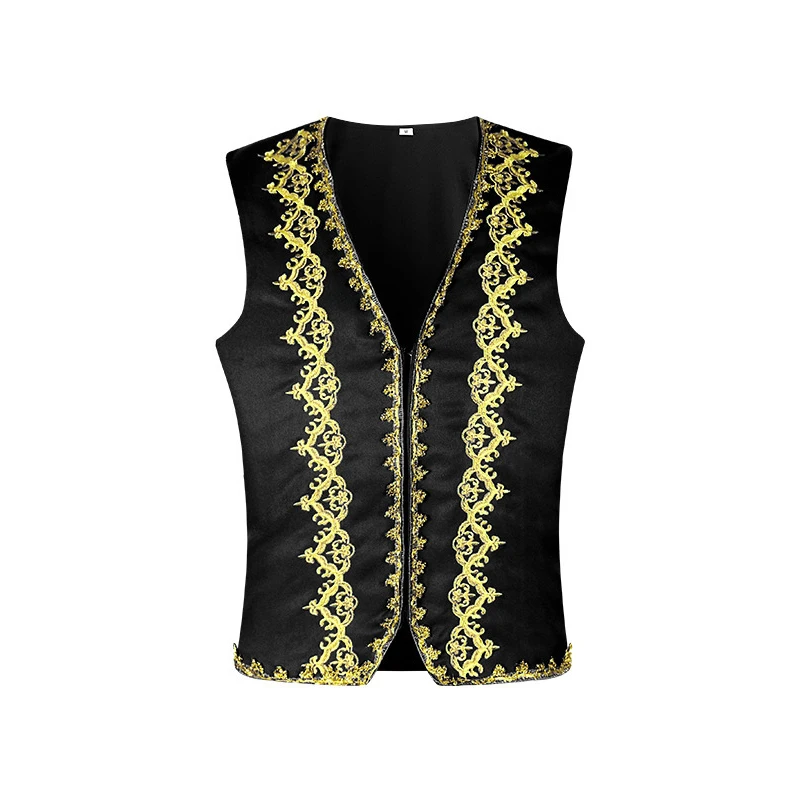 KIDWHXR Men Suit Vest Medieval Gold Embroidery Baroque Man Waistcoat Slim V-neck Breathable Versatile Stage Drama Male Coat
KIDWHXR Men Suit Vest Medieval Gold Embroidery Baroque Man Waistcoat Slim V-neck Breathable Versatile Stage Drama Male Coat