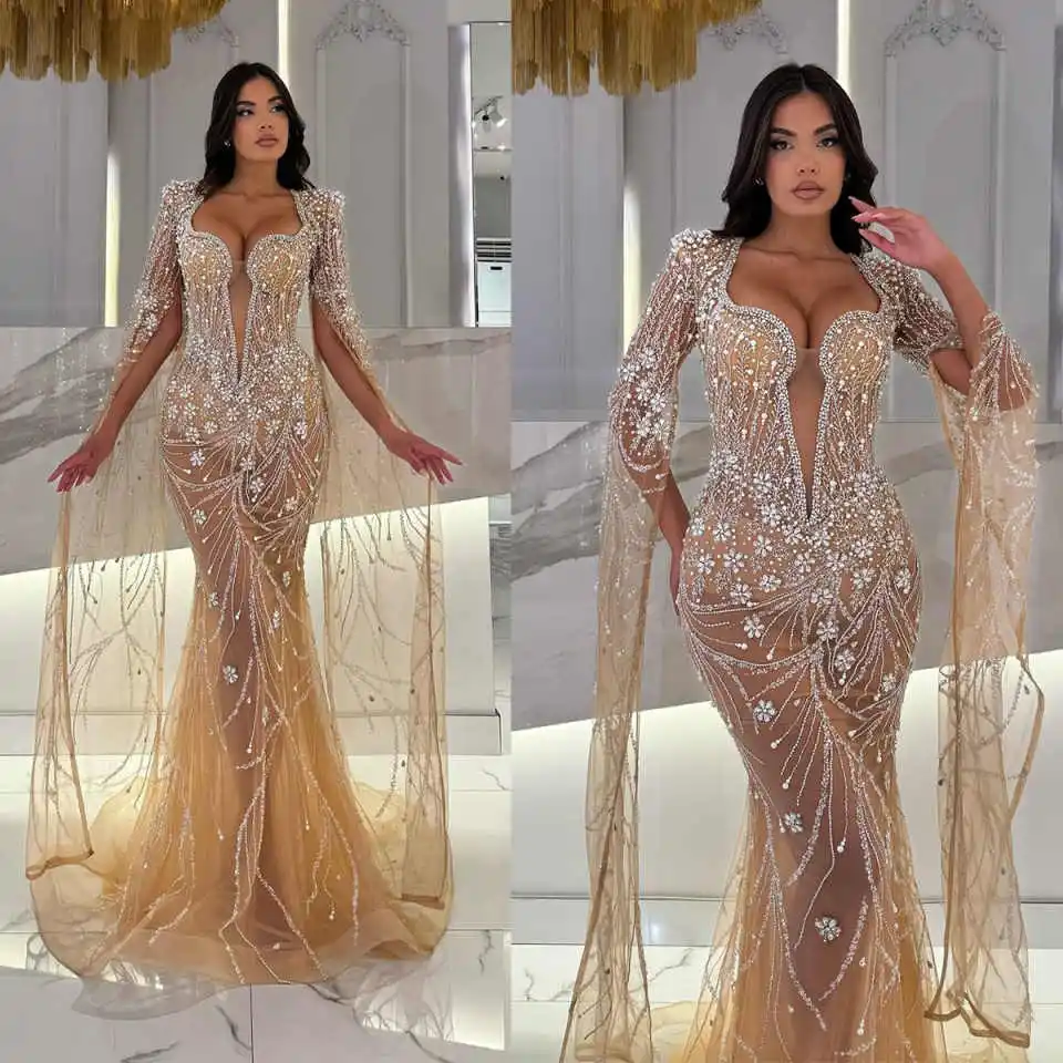 Великолепное вечернее платье Русалка без бретелек с бисером и кристаллами с длинным рукавом, платье для выпускного вечера, вечернее платье Vestido De Noite, индивидуальный заказ
Великолепное вечернее платье Русалка без бретелек с бисером и кристаллами с длинным рукавом, платье для выпускного вечера, вечернее платье Vestido De Noite, индивидуальный заказ