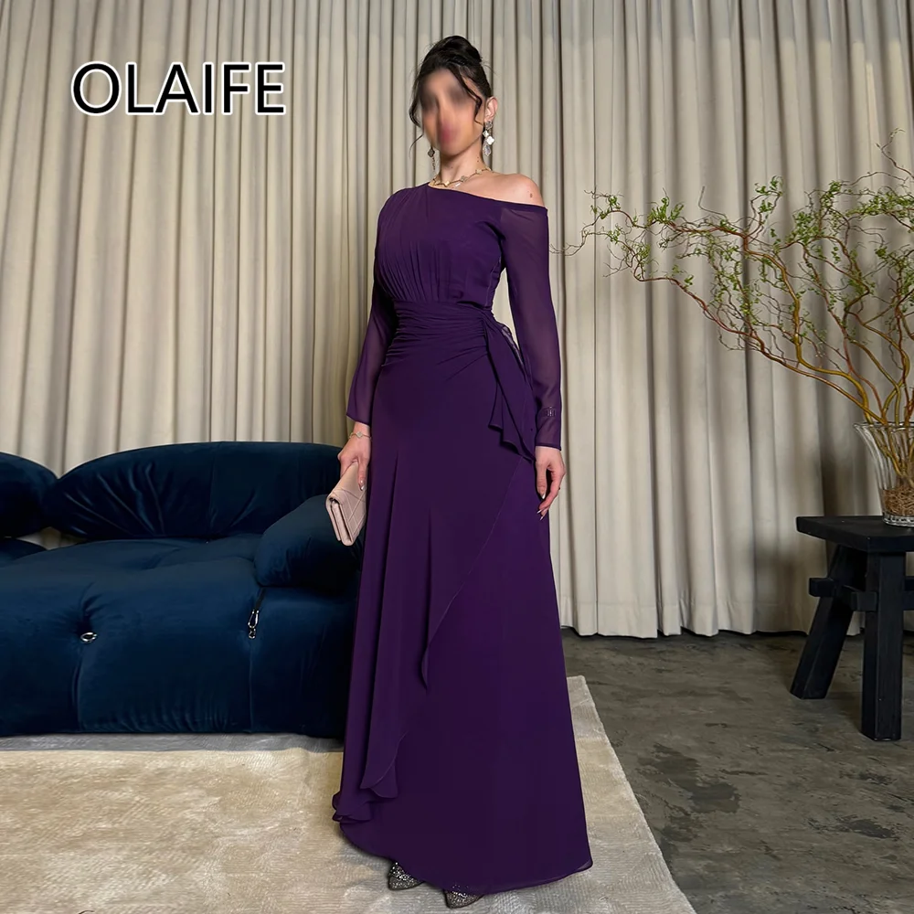 O Neck Chiffon A Line Pleated Long Sleeve Formal Evening Dress Sheath Floor-Length Court Evening Gown فساتين سهرة Customized
O Neck Chiffon A Line Pleated Long Sleeve Formal Evening Dress Sheath Floor-Length Court Evening Gown فساتين سهرة Customized