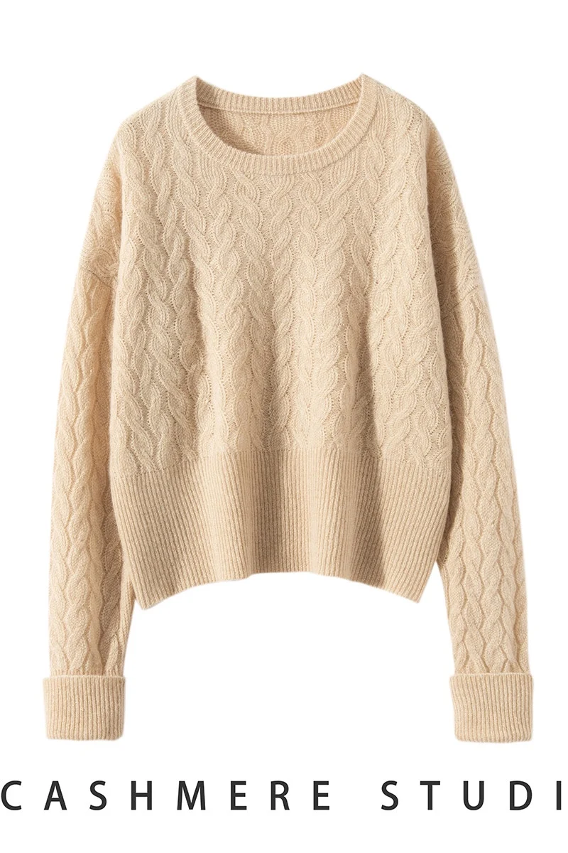 TLOML Women’s 100% Cashmere Sweater O-neck Cable Knitting Pullover Spring Autumn Casual Style Cashmere Knitwear Soft Comfy Tops
TLOML Women’s 100% Cashmere Sweater O-neck Cable Knitting Pullover Spring Autumn Casual Style Cashmere Knitwear Soft Comfy Tops