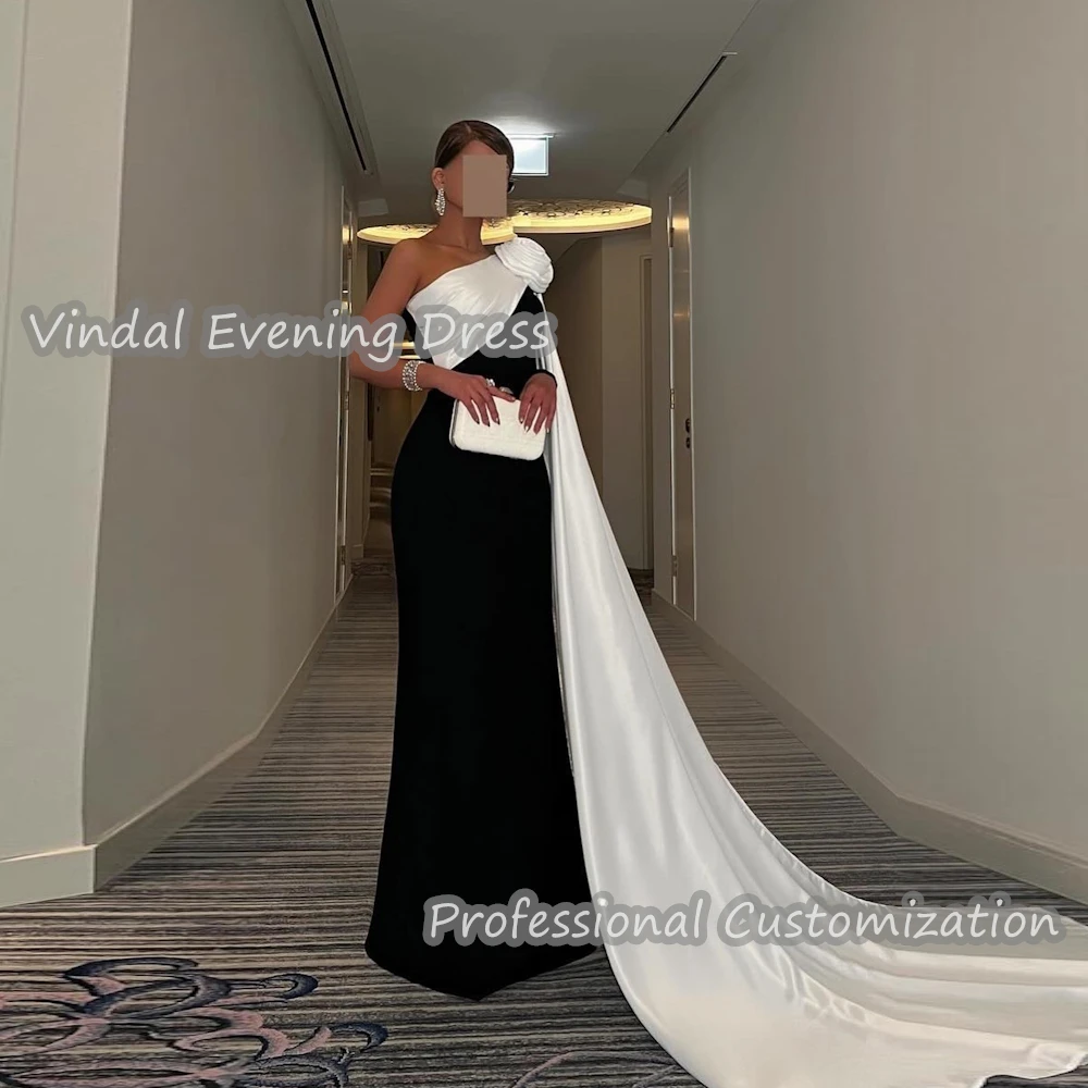 Vindal Evening Dress One Shoulder Floor Length Straight Crepe Built-in Bra Elegant Flower Short Sleeves Saudi For Woman 2024
Vindal Evening Dress One Shoulder Floor Length Straight Crepe Built-in Bra Elegant Flower Short Sleeves Saudi For Woman 2024