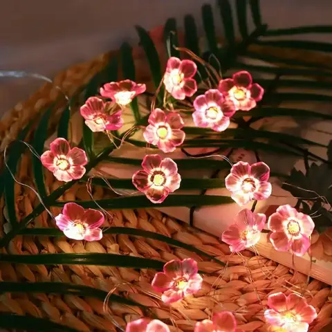LED Cherry Blossom Fairy Light Battery Powered Pink Warm Light Cherry Blossom String Light Suitable for Indoor Decorative Lights