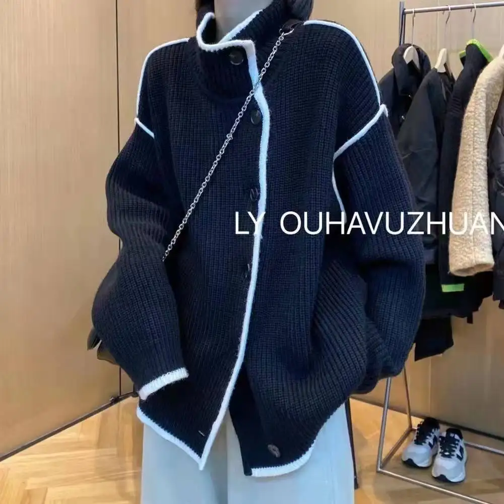 Women Clothing 2022 Autumn Winter Korean Style Stand Neck Sweater New Fashion Design Sense Loose Simple Top women cardigan
Women Clothing 2022 Autumn Winter Korean Style Stand Neck Sweater New Fashion Design Sense Loose Simple Top women cardigan