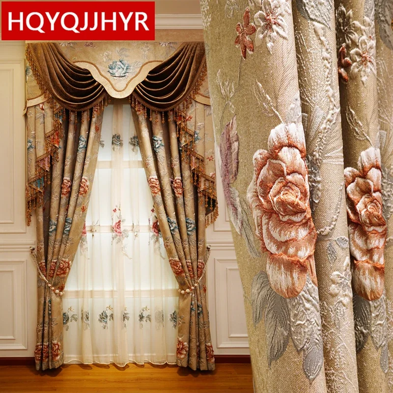 Brown 3D luxury jacquard embossed blackout living room curtains high quality classic European decorative curtains for bedroom
Brown 3D luxury jacquard embossed blackout living room curtains high quality classic European decorative curtains for bedroom