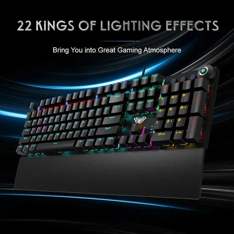 RGB Mechanical Gaming Keyboard 104 Keys Wired Backlit Keyboard Ergonomic Wrist Professional Electronic Sports Computer Supplies
RGB Mechanical Gaming Keyboard 104 Keys Wired Backlit Keyboard Ergonomic Wrist Professional Electronic Sports Computer Supplies