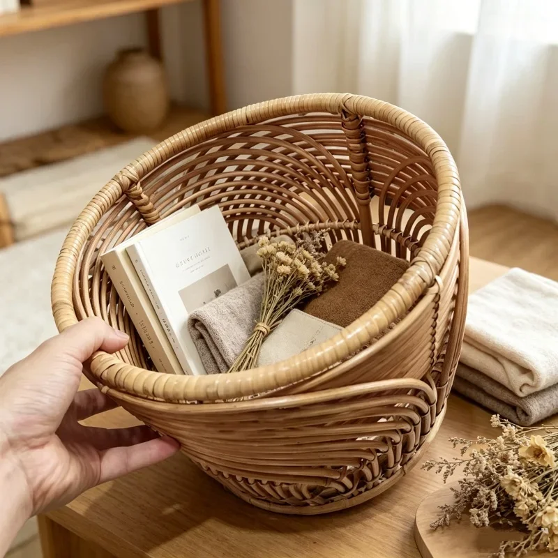 Handwoven Round Rattan Wicker Basket Fruit Tea Snack Bread Picnic Cosmetic Storage Box Kitchen Supplies Household Organizer
Handwoven Round Rattan Wicker Basket Fruit Tea Snack Bread Picnic Cosmetic Storage Box Kitchen Supplies Household Organizer