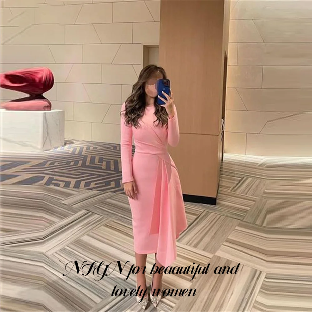 NFYN Pink Elegant Formal Gown Regular Long Sleeves Prom Dresses Pleats Satin Mermaid Evening Dresses for Woman 프롬 드레스 Customized
NFYN Pink Elegant Formal Gown Regular Long Sleeves Prom Dresses Pleats Satin Mermaid Evening Dresses for Woman 프롬 드레스 Customized