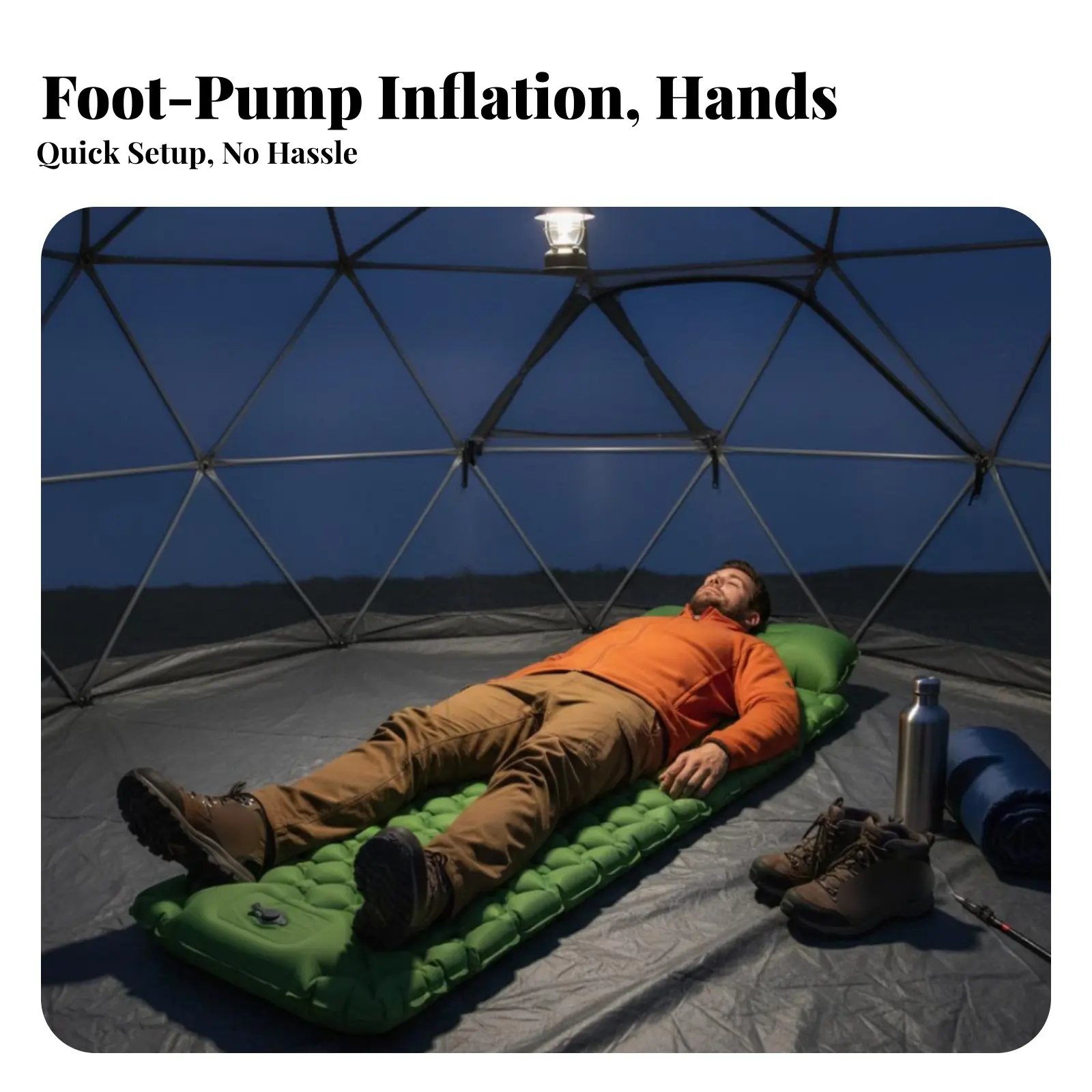 Camping Inflatable Sleeping Pad, Lightweight, Ergonomic, Foot Pump, Moisture-Resistant, Portable, Splicable
Camping Inflatable Sleeping Pad, Lightweight, Ergonomic, Foot Pump, Moisture-Resistant, Portable, Splicable
