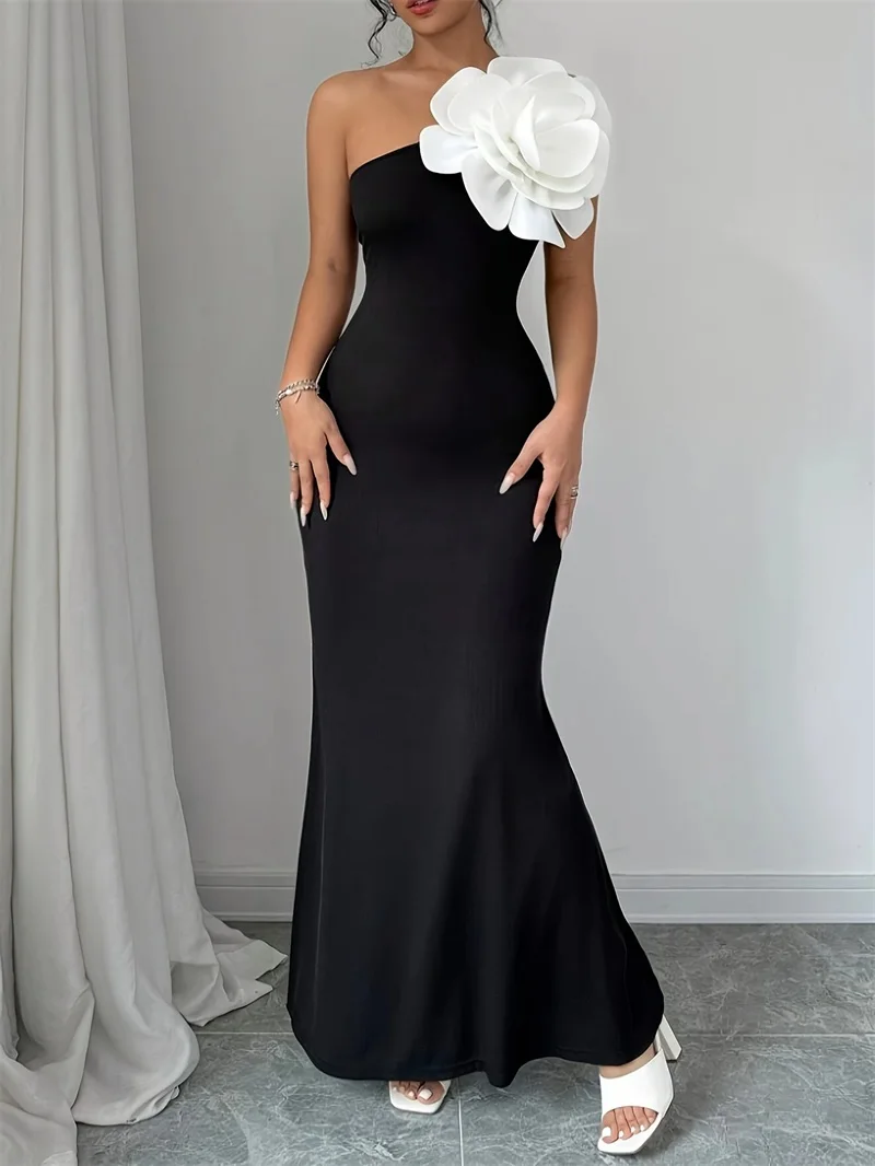 Black White Women Prom Dress 3D Flower Sexy One Shoulder Sleeveless Long Formal Wedding Pageant Robes Sheath Party Evening Gown
Black White Women Prom Dress 3D Flower Sexy One Shoulder Sleeveless Long Formal Wedding Pageant Robes Sheath Party Evening Gown