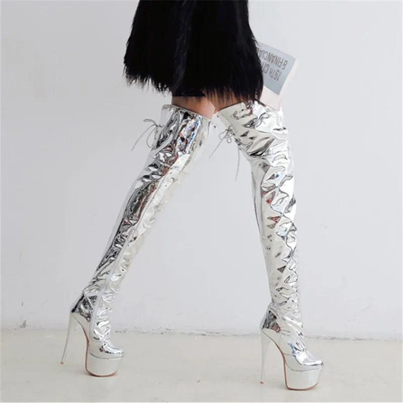 Сексуальные серебряные женские сапоги выше колена, модные женские зимние высокие сапоги для стриптиза на высоком каблуке, вечерние туфли для танцев на пилоне, размер 34-48, новинка
Сексуальные серебряные женские сапоги выше колена, модные женские зимние высокие сапоги для стриптиза на высоком каблуке, вечерние туфли для танцев на пилоне, размер 34-48, новинка