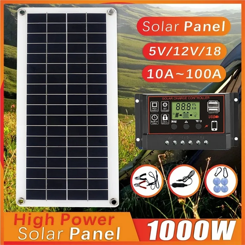 Solar Panel Kit 10A~100A with Controller USB Portable Photovoltaic System for Outdoor Emergency Camping Power Charger Set
Solar Panel Kit 10A~100A with Controller USB Portable Photovoltaic System for Outdoor Emergency Camping Power Charger Set