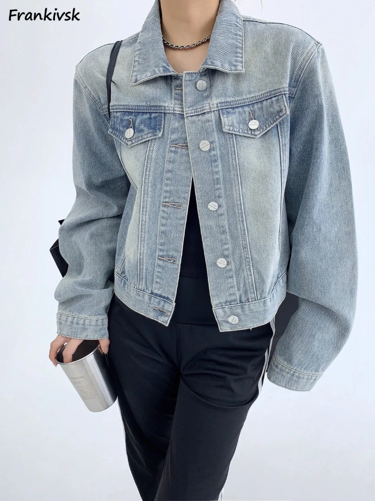 Cropped Jackets Women Denim Japanese Style Turn-down Collar Autumn Fitness Leisure Streetwear Pockets Normcore Harajuku Retro
Cropped Jackets Women Denim Japanese Style Turn-down Collar Autumn Fitness Leisure Streetwear Pockets Normcore Harajuku Retro