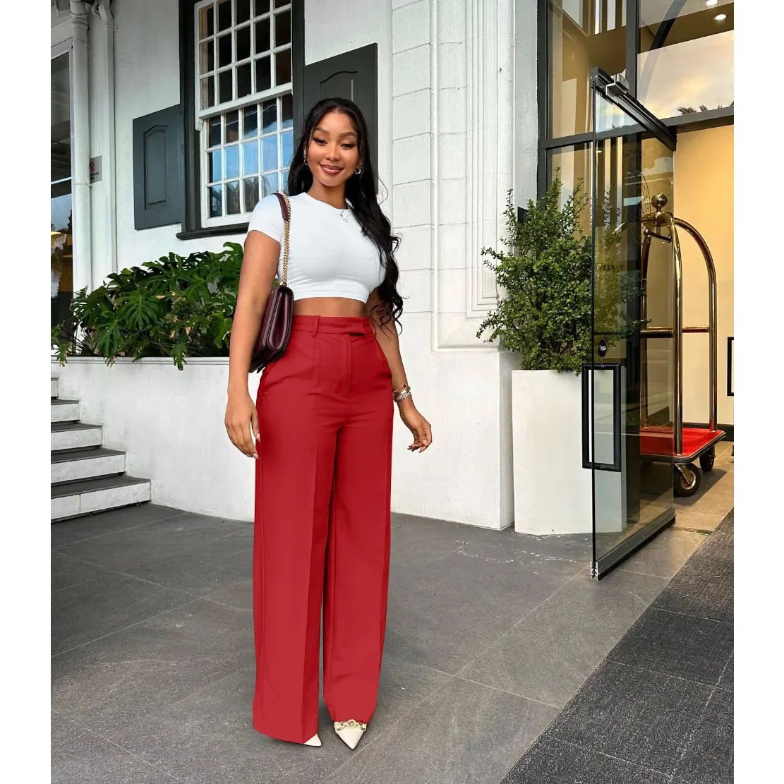 Trousers Women 2025 Straight High Waist Long Pants Office Lady Straight Tube Commuter Female Classic Style Long Trousers
Trousers Women 2025 Straight High Waist Long Pants Office Lady Straight Tube Commuter Female Classic Style Long Trousers