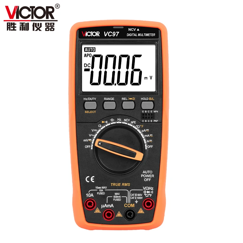 Victor 97 Inductance Digital Multimeter AUTO Range 4000Counts Voltage CurrentCapacitance Smart NCV Flashlight Temperature Tester
Victor 97 Inductance Digital Multimeter AUTO Range 4000Counts Voltage CurrentCapacitance Smart NCV Flashlight Temperature Tester