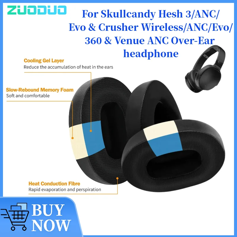ZUODUO Earpads for Skullcandy Hesh 3/ANC/Evo & Crusher Wireless/ANC/Evo/360 & Venue ANC Over-Ear Headphones Cooling Gel Ear Pads
ZUODUO Earpads for Skullcandy Hesh 3/ANC/Evo & Crusher Wireless/ANC/Evo/360 & Venue ANC Over-Ear Headphones Cooling Gel Ear Pads