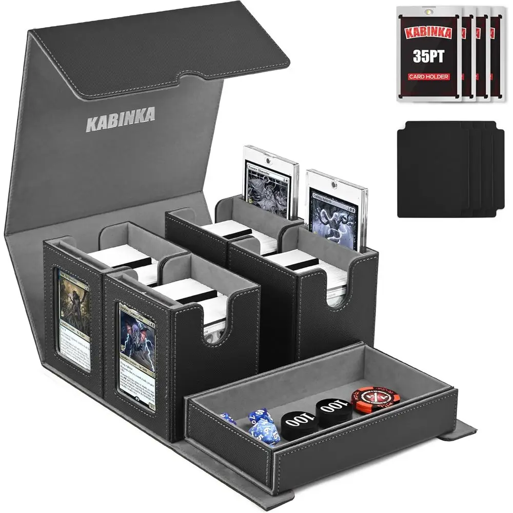 Compact 5-in-1 Detachable Card Box for 400+ Double-Sleeved Cards, with Dice Tray, Magnetic Holders & Dividers (Black)
Compact 5-in-1 Detachable Card Box for 400+ Double-Sleeved Cards, with Dice Tray, Magnetic Holders & Dividers (Black)