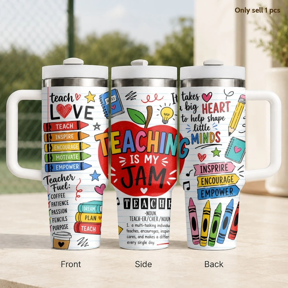 Teaching Is My Jam Quote Vacuum Flasks 40oz Stainless Steel Insulated Tumbler with Handle & Straw Leakproof Travel Mug
Teaching Is My Jam Quote Vacuum Flasks 40oz Stainless Steel Insulated Tumbler with Handle & Straw Leakproof Travel Mug