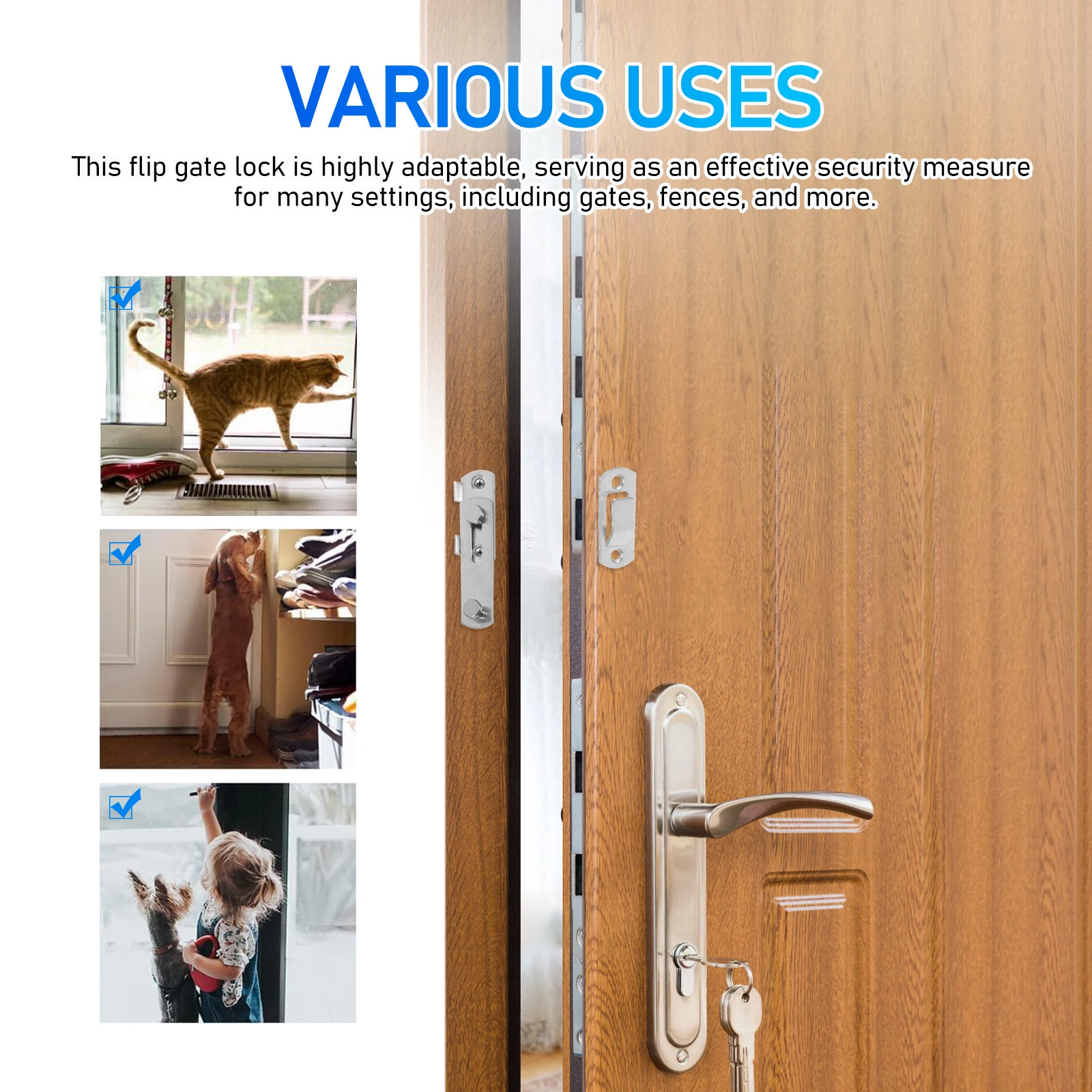 4pcs Barn Hardware Stainless Steel Flip Anti Theft Safety Sliding Security Cabinet Gate Furniture Heavy Duty Bolt Hotel Buckle
4pcs Barn Hardware Stainless Steel Flip Anti Theft Safety Sliding Security Cabinet Gate Furniture Heavy Duty Bolt Hotel Buckle