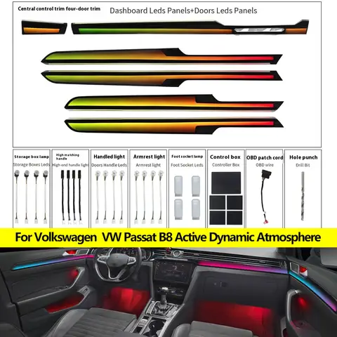 Car 1:1 mold Replacement For Volkswagen  VW Passat B8 Active Dynamic Atmosphere Light Original Screen/Steering Wheel Control