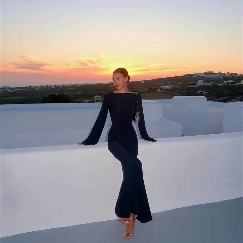 Spring Autumn O-Neck Elastic Knit Long Dresses Women 2025 Elegant Chic Soft Lady Hollowing Sweater Dresses Femme New
Spring Autumn O-Neck Elastic Knit Long Dresses Women 2025 Elegant Chic Soft Lady Hollowing Sweater Dresses Femme New
