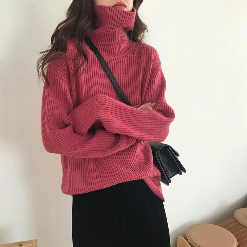 Autumn Winter Korean Simple Turtleneck Knit Sweater Women Casual Solid Loose Long Sleeve Basic Top Female Clothing E2195
Autumn Winter Korean Simple Turtleneck Knit Sweater Women Casual Solid Loose Long Sleeve Basic Top Female Clothing E2195