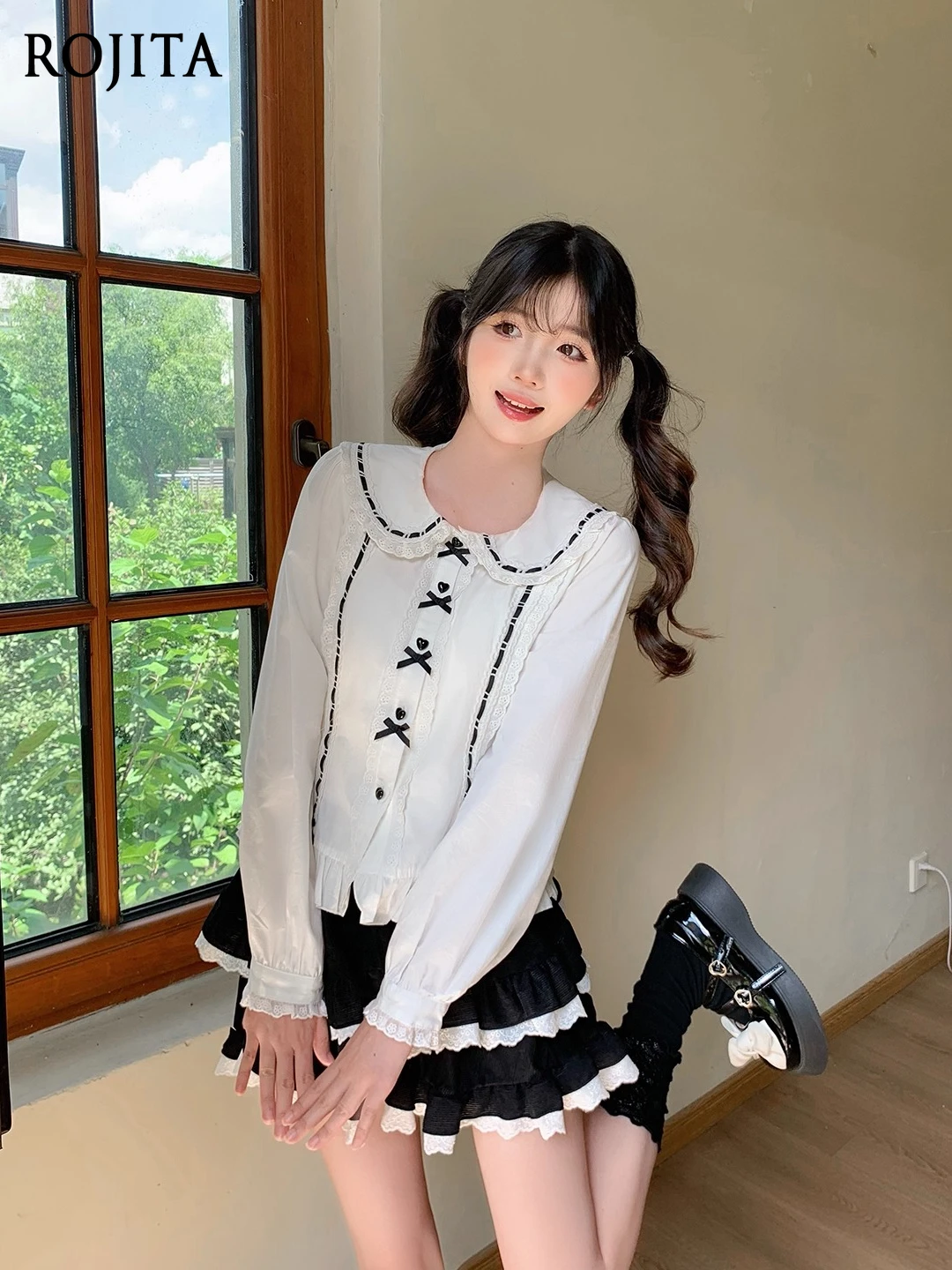 Рубашка Лолиты с длинным рукавом в японском стиле, мягкий кукольный воротник для девочек, тонкий топ с внутренними рукавами-пузырьками для женщин, осень 2025, новые рубашки 
Рубашка Лолиты с длинным рукавом в японском стиле, мягкий кукольный воротник для девочек, тонкий топ с внутренними рукавами-пузырьками для женщин, осень 2025, новые рубашки