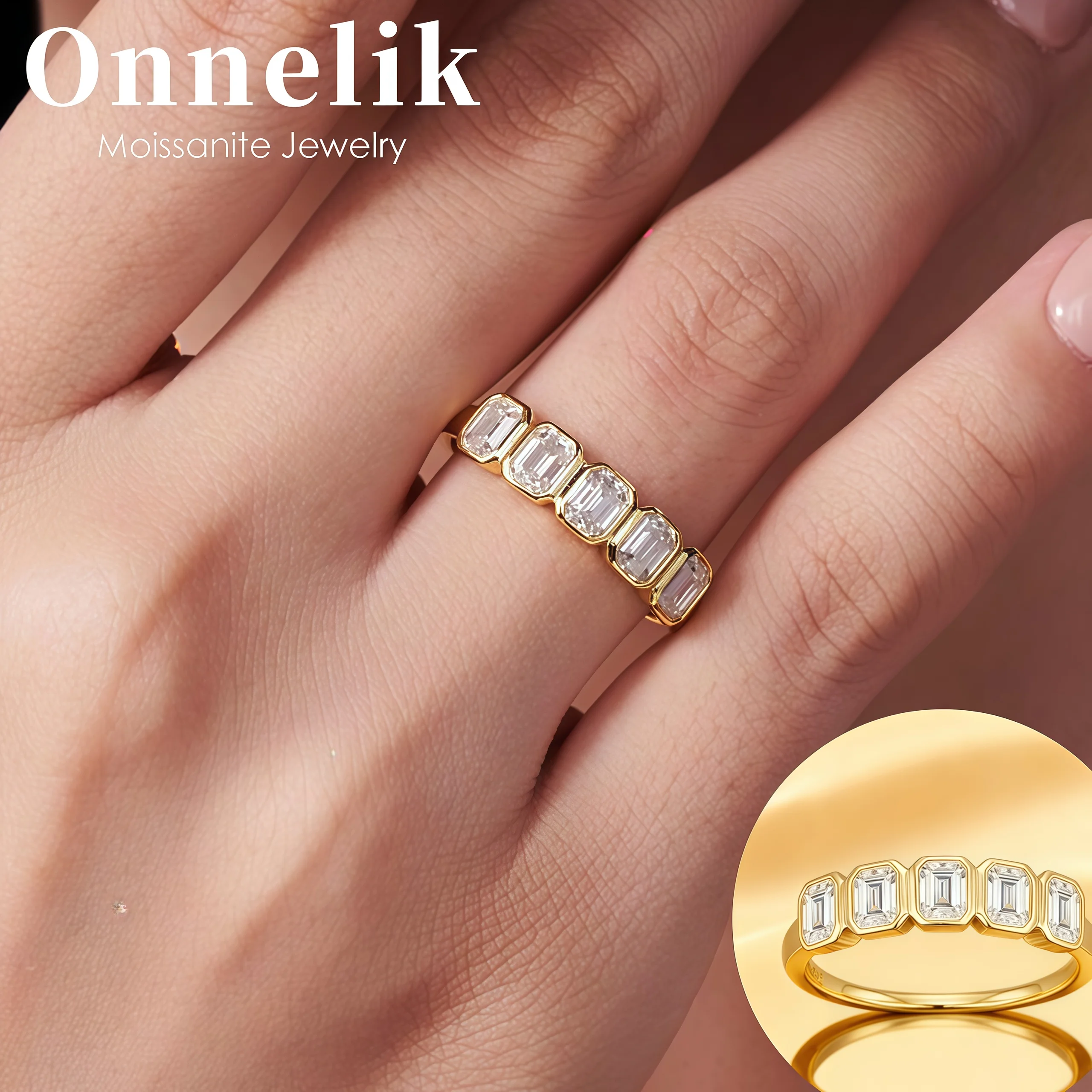 Onnelik S925 Sterling Silver Gold Plated Moissanite Ring Elegant Light Luxury Fashion Band for Women Stacking Jewelry rare Gift
Onnelik S925 Sterling Silver Gold Plated Moissanite Ring Elegant Light Luxury Fashion Band for Women Stacking Jewelry rare Gift