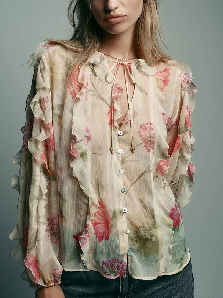 Ele Long Sve, полупрозрачная женская мода с цветочным принтом, осеннее новое поступление, дизайн с завязками на талии, сезон 2025 г.
Ele Long Sve, полупрозрачная женская мода с цветочным принтом, осеннее новое поступление, дизайн с завязками на талии, сезон 2025 г.