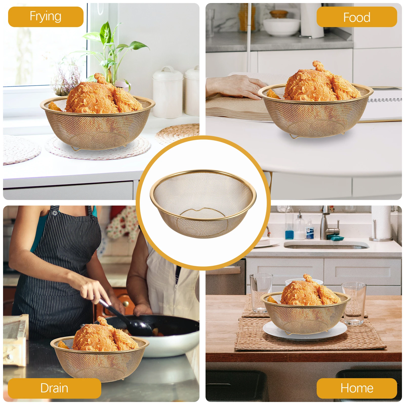 Stainless Steel Drain Basket Colander Strainer Fine Mesh Rice Washing Bowl Kitchen Sink Oil Multi-functional for Indoor
Stainless Steel Drain Basket Colander Strainer Fine Mesh Rice Washing Bowl Kitchen Sink Oil Multi-functional for Indoor