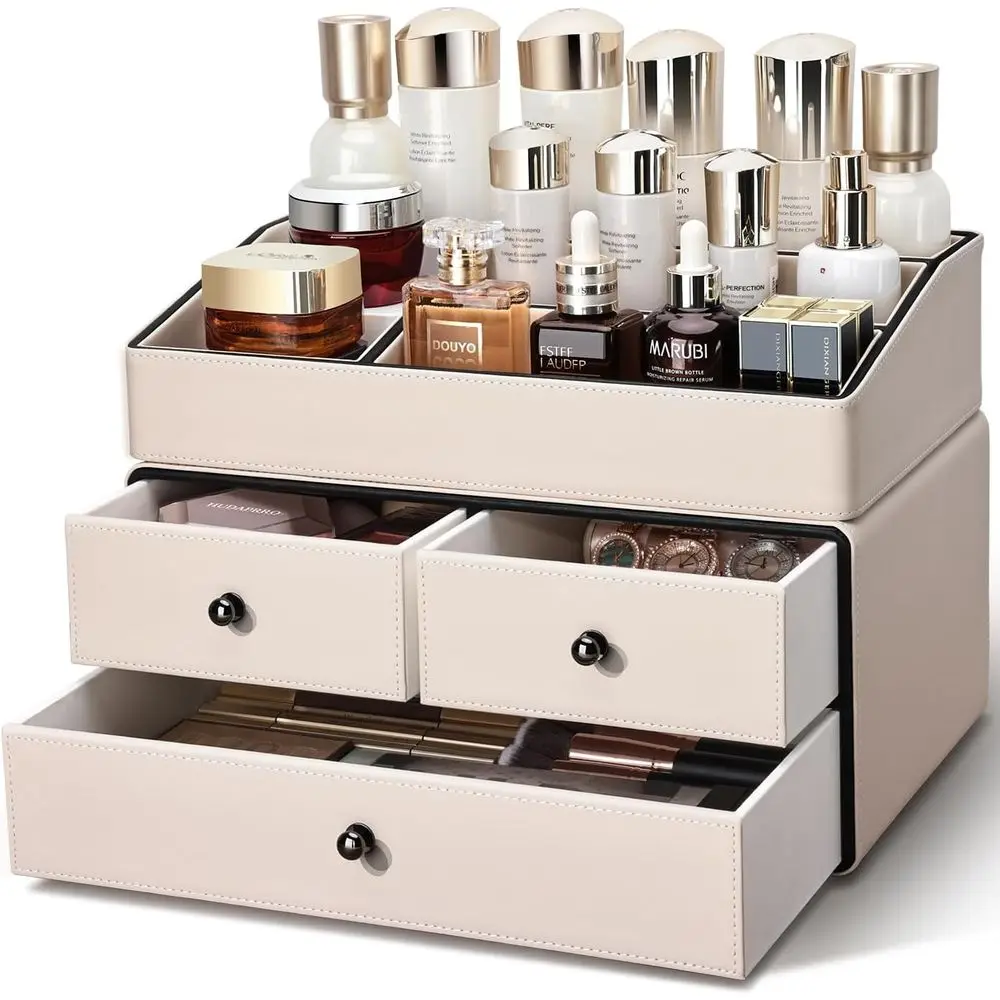 Beige 3 Drawer 2 Tier Makeup Organizer for Vanity Countertop and Bathroom Vanity, Lipstick and Brush Holder
Beige 3 Drawer 2 Tier Makeup Organizer for Vanity Countertop and Bathroom Vanity, Lipstick and Brush Holder