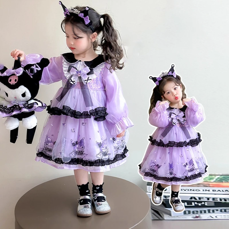 Kawaii Kuromi Children Lolita Princess Dress Anime Sanrio Girl Long Sleeves Dresses Lace Puffy Skirt Party Dress Holiday Gifts
Kawaii Kuromi Children Lolita Princess Dress Anime Sanrio Girl Long Sleeves Dresses Lace Puffy Skirt Party Dress Holiday Gifts