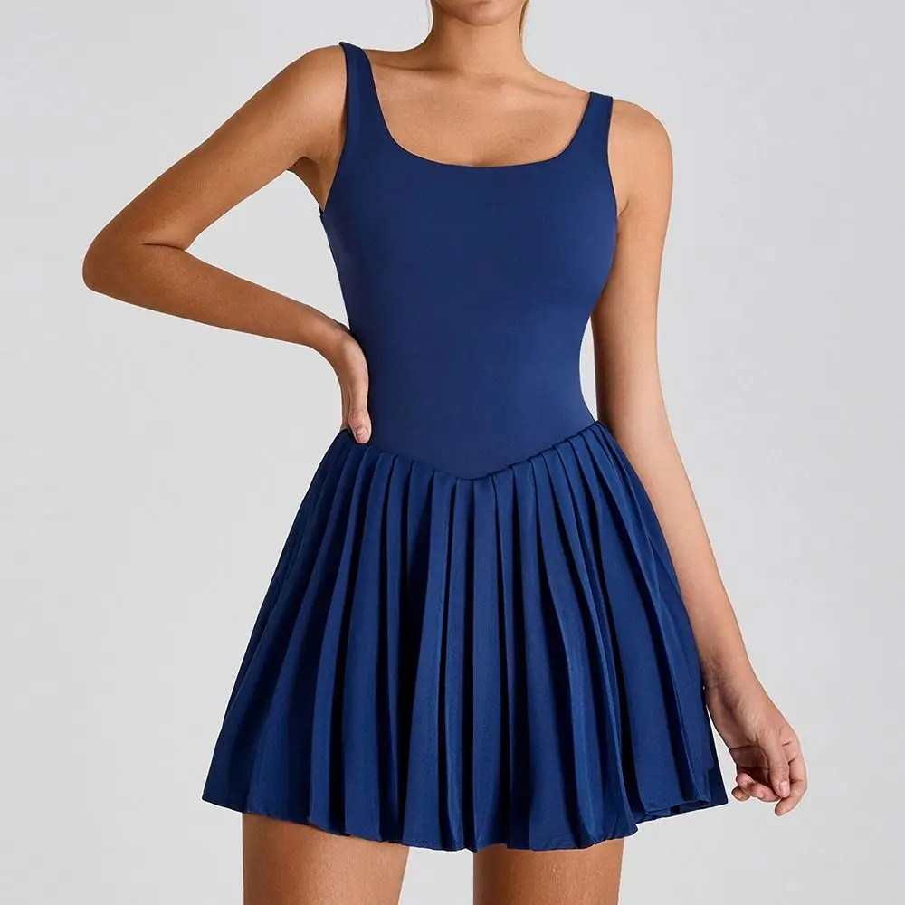 Hollow Out Women Tennis Dress Lace Up Sleeveless Badminton Skirts Solid Color Bodycon Fit Yoga Fitness Dress Fitness Clothes
Hollow Out Women Tennis Dress Lace Up Sleeveless Badminton Skirts Solid Color Bodycon Fit Yoga Fitness Dress Fitness Clothes