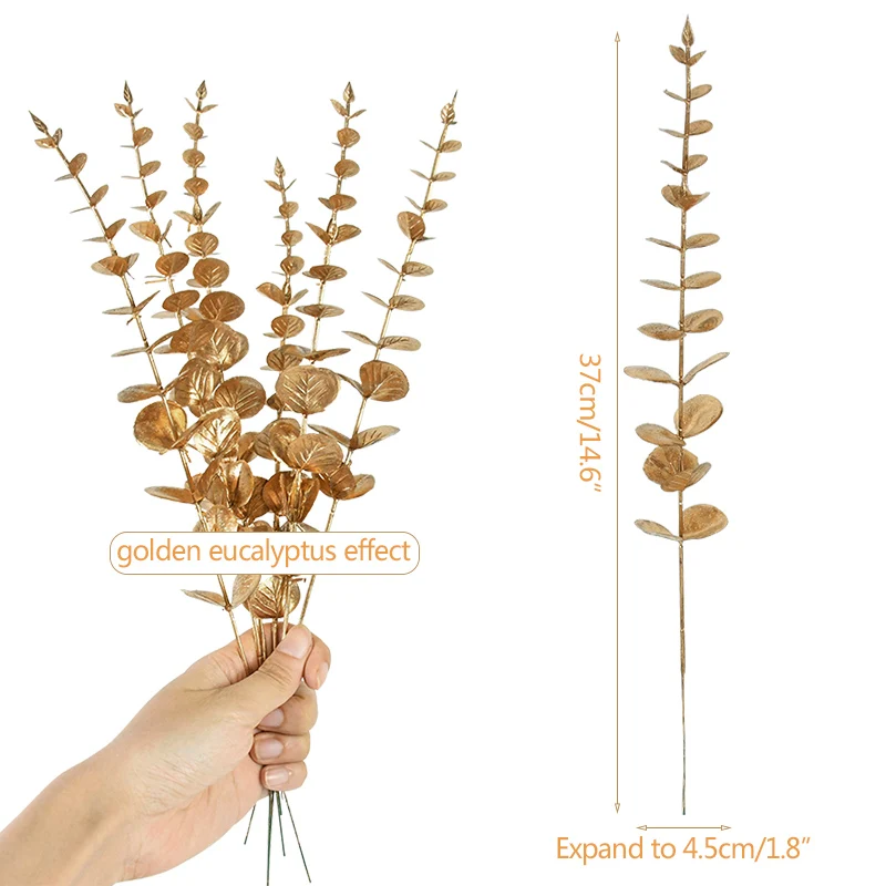 10pcs Golden Simulated Eucalyptus Branch Artificial Plants Christmas Wedding Party Home Decoration DIY Flower Arrangement Crafts
10pcs Golden Simulated Eucalyptus Branch Artificial Plants Christmas Wedding Party Home Decoration DIY Flower Arrangement Crafts