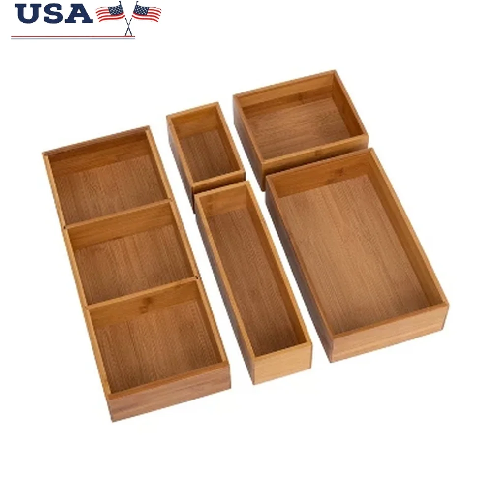 5 Piece Bamboo Storage Organizer Set Eco-Friendly Multi-Compartment Kitchen Drawer Utensil Box with Removable Dividers
5 Piece Bamboo Storage Organizer Set Eco-Friendly Multi-Compartment Kitchen Drawer Utensil Box with Removable Dividers