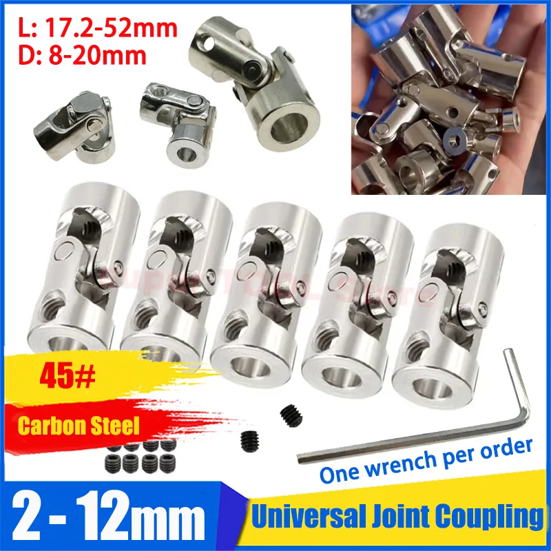 10Pcs 45# Carbon Steel Universal Joint Coupler High Strength Large Torque Motor Connecting Rod Reducer Rigid Shaft Sleeve 2-12mm
10Pcs 45# Carbon Steel Universal Joint Coupler High Strength Large Torque Motor Connecting Rod Reducer Rigid Shaft Sleeve 2-12mm