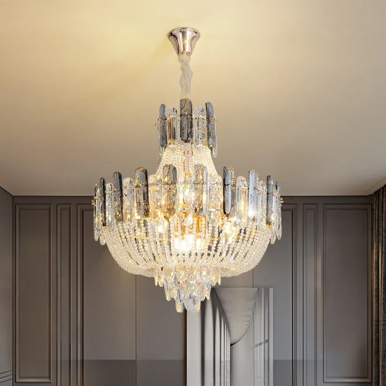 Crystal chandelier in villa living room, light luxury duplex building, hollow hall rotating staircase bedroom study simple large
Crystal chandelier in villa living room, light luxury duplex building, hollow hall rotating staircase bedroom study simple large