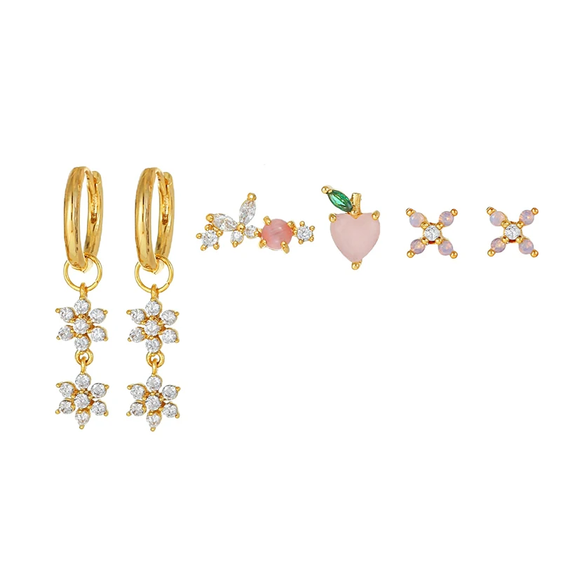 Fashion Gold Plated Star Dangle Earrings for Women Pink CZ Zircon Piercing Peach Stud Earrings Set Fashion Jewelry Accessory
Fashion Gold Plated Star Dangle Earrings for Women Pink CZ Zircon Piercing Peach Stud Earrings Set Fashion Jewelry Accessory