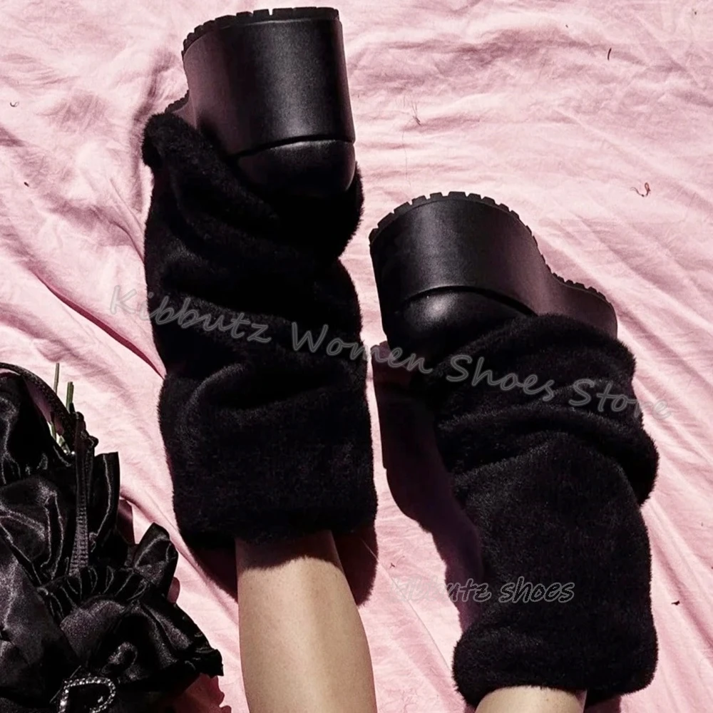 Furry Platform Ankle Boots Height Increasing Solid Color Warm Winter Fashion Novelty Sexy Concise Women Shoes Slip-On Round Toe
Furry Platform Ankle Boots Height Increasing Solid Color Warm Winter Fashion Novelty Sexy Concise Women Shoes Slip-On Round Toe