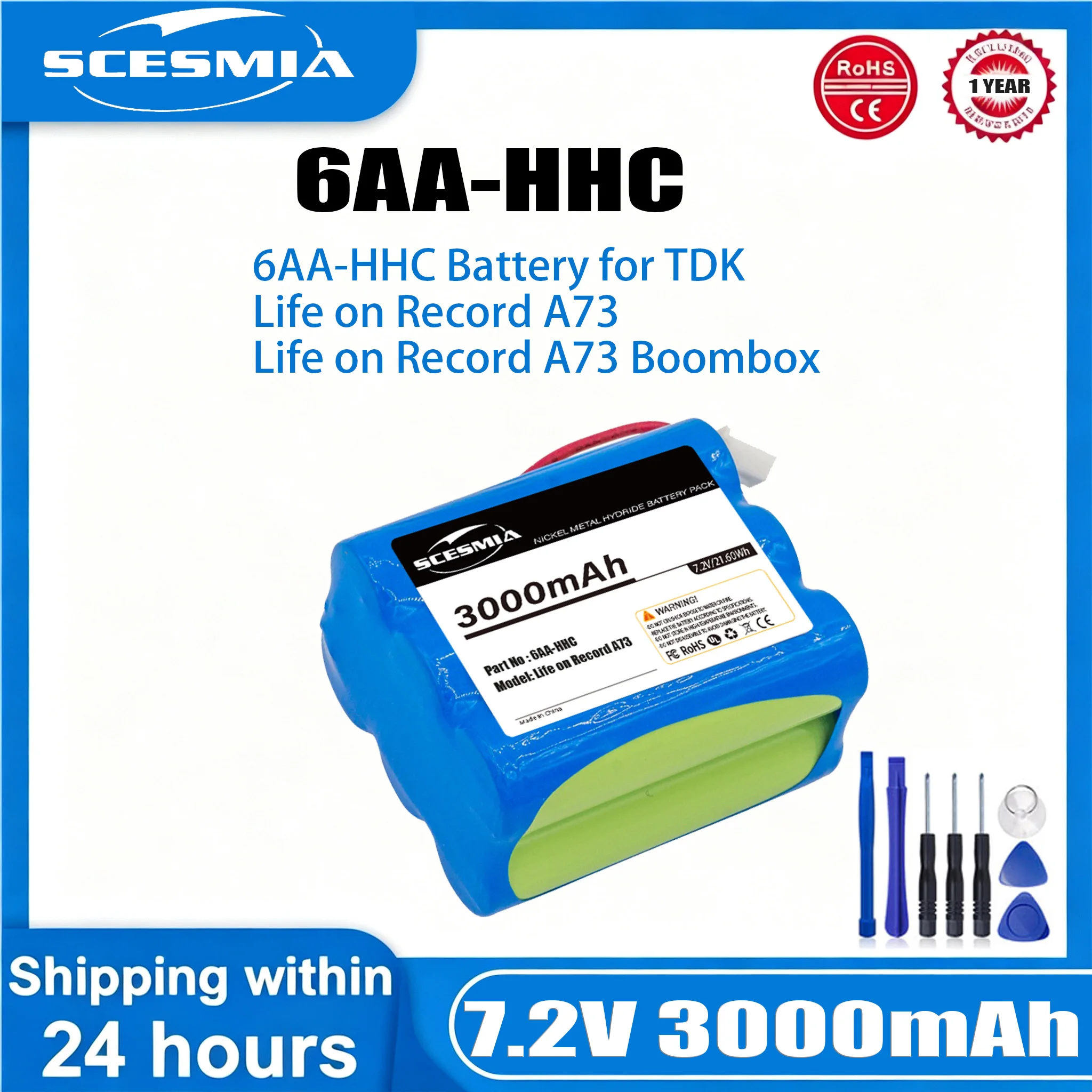 7.2V 3000mAh Speaker Battery 6AA-HHC for TDK Life on Record A73 Boombox +TOOL
7.2V 3000mAh Speaker Battery 6AA-HHC for TDK Life on Record A73 Boombox +TOOL