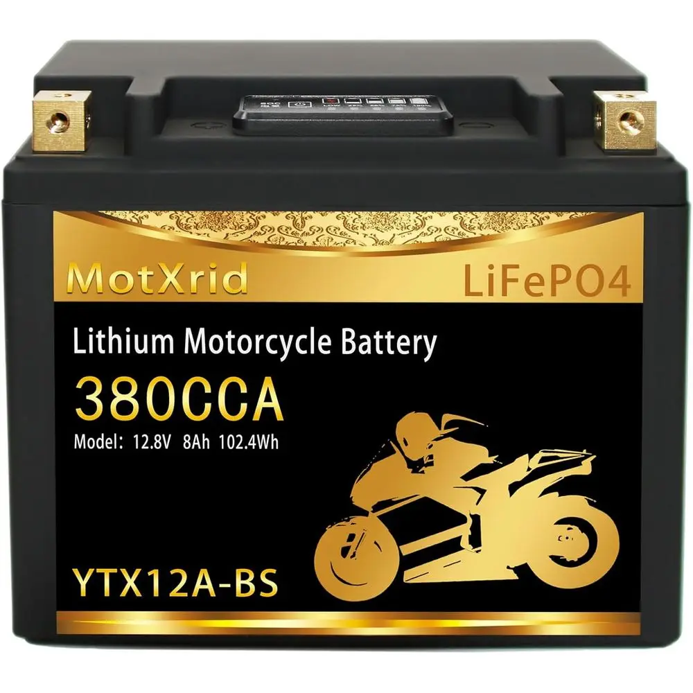 12.8V 8Ah LiFePO4 Motorcycle Battery with Smart BMS, Suitable for ATV, UTV, Jet Ski, PWC, Scooter, Lawn Mower, Tractor, Snowmobi
12.8V 8Ah LiFePO4 Motorcycle Battery with Smart BMS, Suitable for ATV, UTV, Jet Ski, PWC, Scooter, Lawn Mower, Tractor, Snowmobi