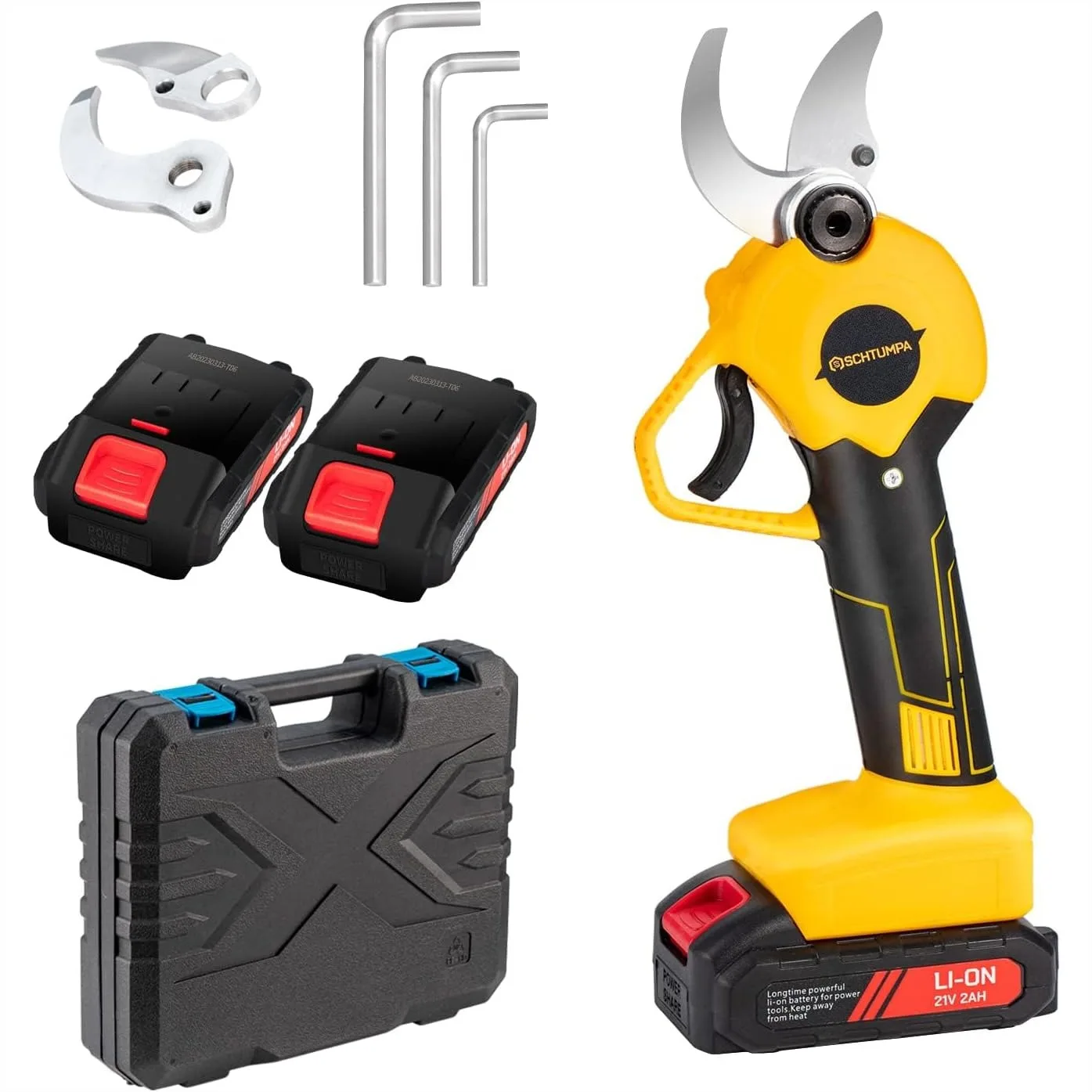 21V Electric Pruning Shears, 1.6" Cutting Diameter Cordless Branch Cutter with 2 Batteries and Charger
21V Electric Pruning Shears, 1.6" Cutting Diameter Cordless Branch Cutter with 2 Batteries and Charger