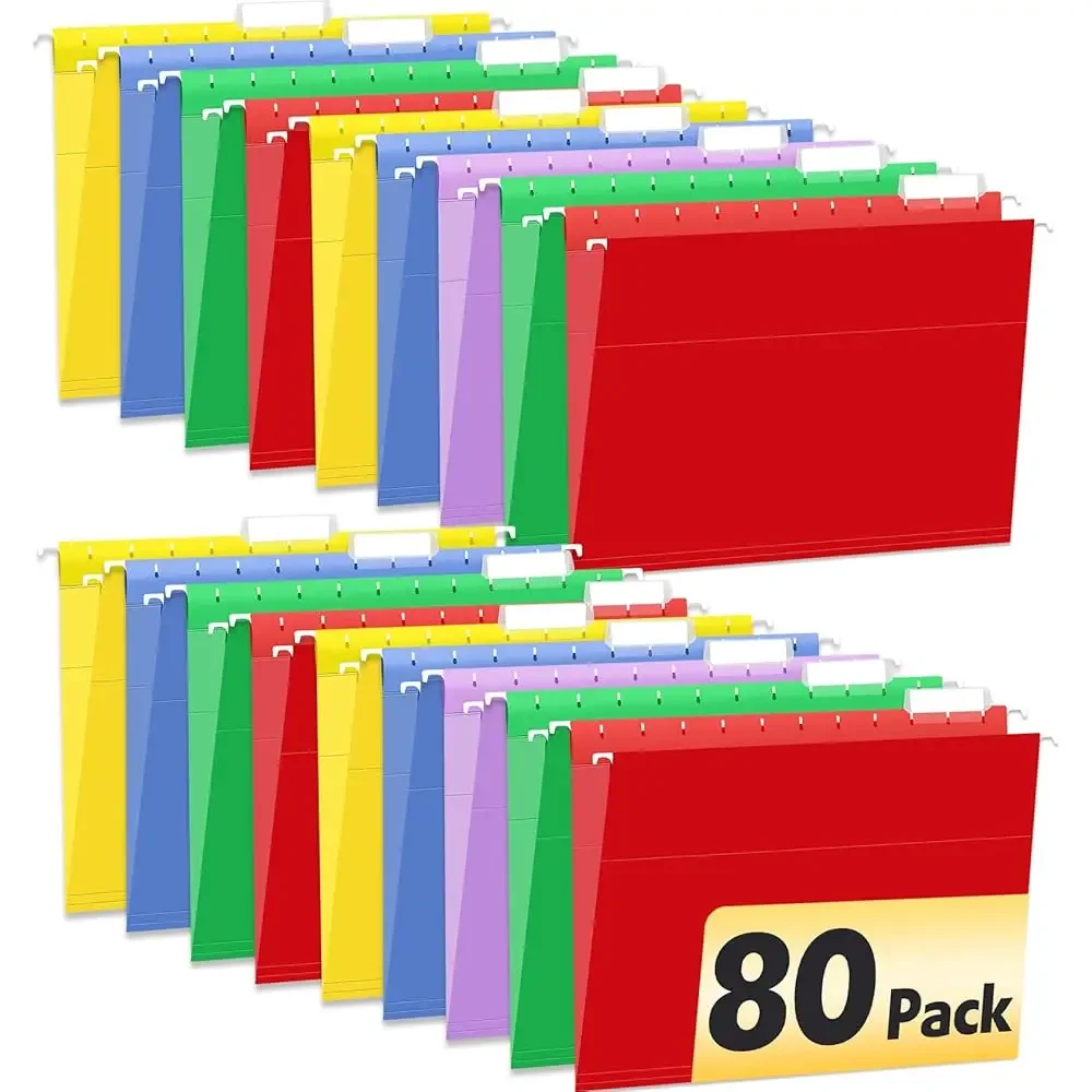 80 Pack Hanging File Folders, Colored Hanging File Folders Letter Size with 1/5 Cut Adjustable Tabs, File Cabinet Folders for
80 Pack Hanging File Folders, Colored Hanging File Folders Letter Size with 1/5 Cut Adjustable Tabs, File Cabinet Folders for