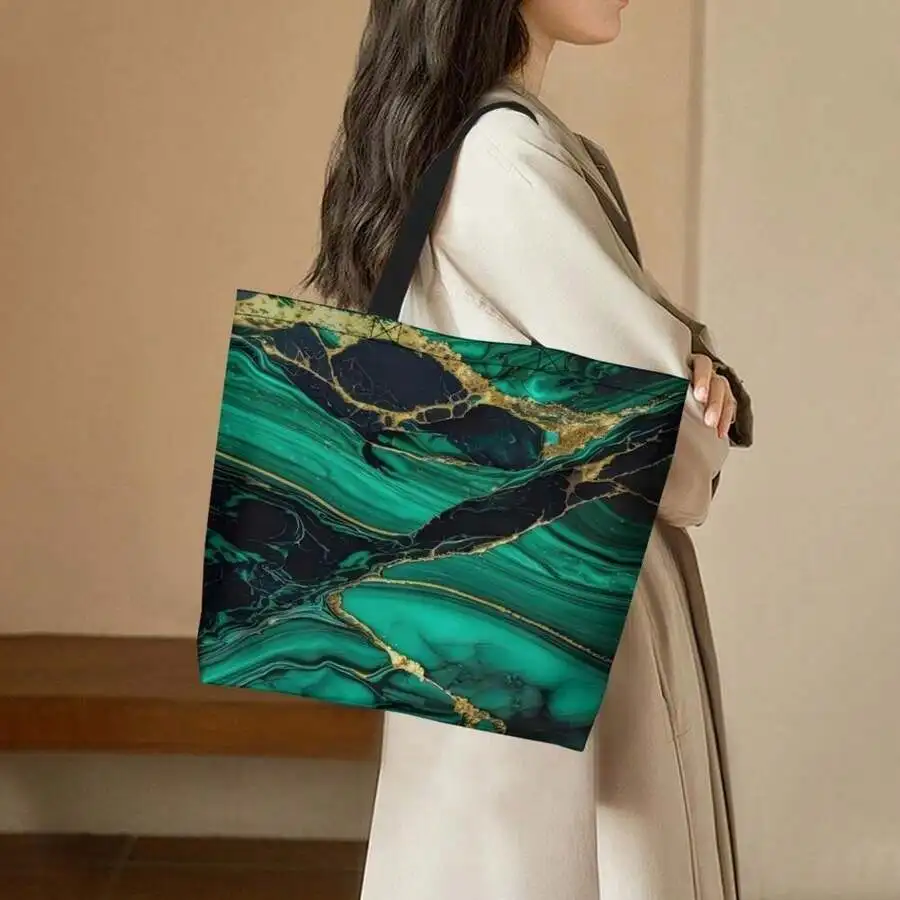 Emerald Green Abstract Marble Tote Bag For Women Men Casual Artistic Handbag
Emerald Green Abstract Marble Tote Bag For Women Men Casual Artistic Handbag