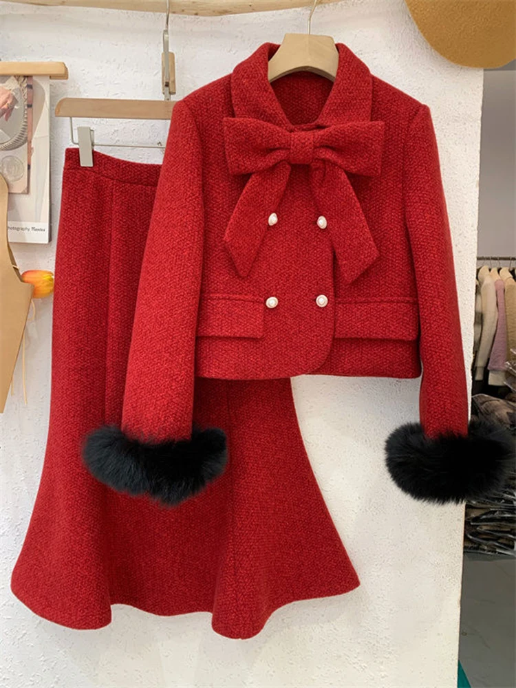 High Quality Small Fragrance Two Piece Set Women Short Jacket Coat + Skirt Suits Korean Sweet Thick Warm Winter 2 Piece Outfits
High Quality Small Fragrance Two Piece Set Women Short Jacket Coat + Skirt Suits Korean Sweet Thick Warm Winter 2 Piece Outfits