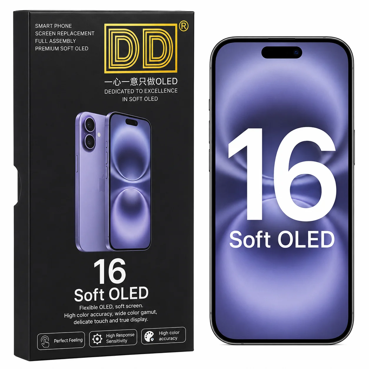 DD Soft OLED LCD Display Assembly for iPhone 16 Touch Screen Digitizer Replacement Part
DD Soft OLED LCD Display Assembly for iPhone 16 Touch Screen Digitizer Replacement Part