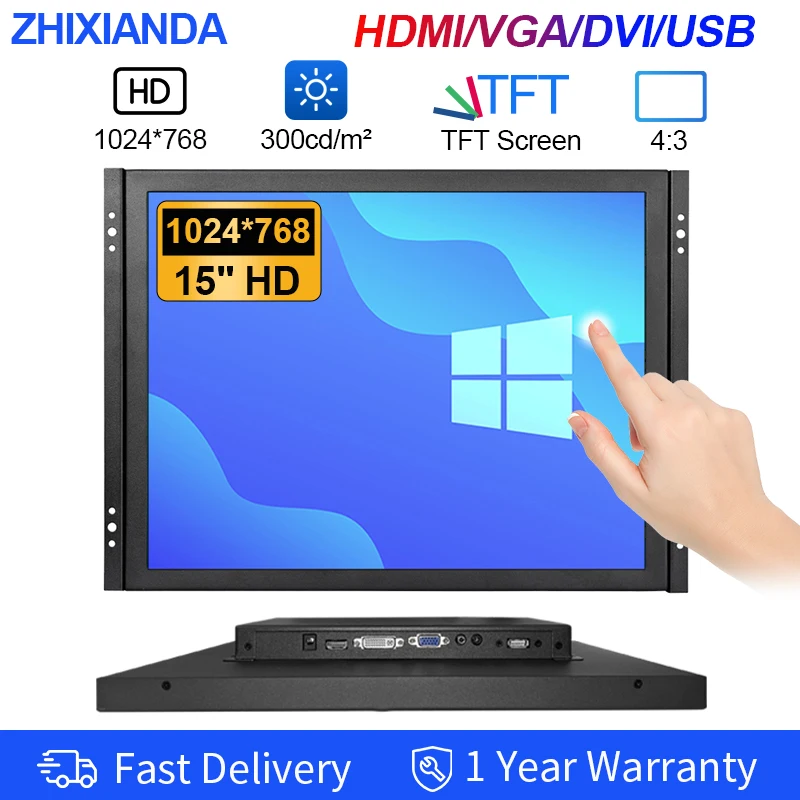 15-дюймовый промышленный резистивный емкостный сенсорный монитор TFT LCD 1024*768 металлический корпус HDMI VGA DVI USB для POS KIOSK
15-дюймовый промышленный резистивный емкостный сенсорный монитор TFT LCD 1024*768 металлический корпус HDMI VGA DVI USB для POS KIOSK