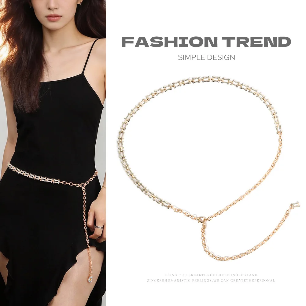 Elegant Rhinestone-Encrusted Waist Chain for Women, Slim Sparkling Diamond Inlaid Belt, Waist Cinching Accessory for Dresses
Elegant Rhinestone-Encrusted Waist Chain for Women, Slim Sparkling Diamond Inlaid Belt, Waist Cinching Accessory for Dresses