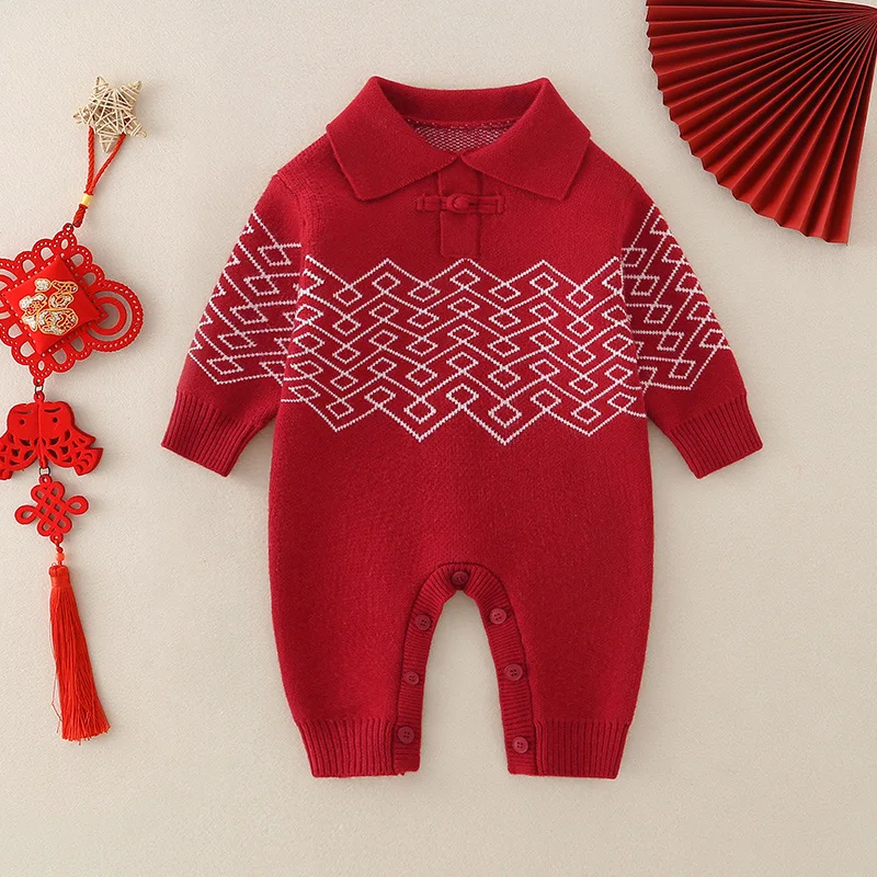 Newborn Girl Rompers Red Cartoon Jacquard Turn Down Collar Knit Toddler Boys Jumpsuits Winter Kids Baby Girls Bodysuits Overalls
Newborn Girl Rompers Red Cartoon Jacquard Turn Down Collar Knit Toddler Boys Jumpsuits Winter Kids Baby Girls Bodysuits Overalls